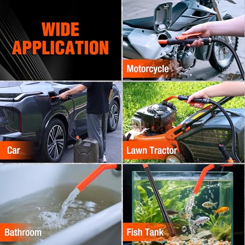 Valuemax Fuel Transfer Pump, 2.2 GPM Battery Powered Siphon Pump for Gasoline, Diesel, Kerosene, Antifreeze, Water, Light Oil & Non-Corrosive Liquids, Includes 6 AA Batteries & 33.5" Hose