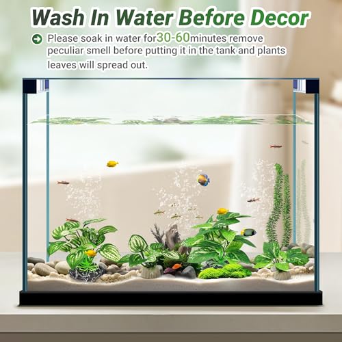 GOZILLA Silk Fish Tank Plants,Reptile Artificial Plant,Reptile Plants for Terrarium,Aquarium Decorations Accessories Set,Resin Pedestal Silk Aquarium Plant for Fish Tank.(4PCS/A-Set) - color: 4pcs/A-set