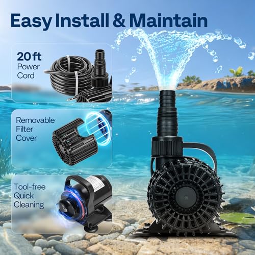 VIVOHOME Electric 62W 1100GPH Submersible Water Pump for Koi Pond Pool Waterfall Fountains Fish Tank and Aquarium - size: 1100GPH