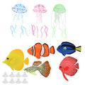 Artificial Glowing Fish Set, Fake Aquarium Decorations with Luminous Jellyfish, Silicone Floating Fish Tank Decor for Freshwater and Saltwater Tanks, Includes Suction Cups and Tran