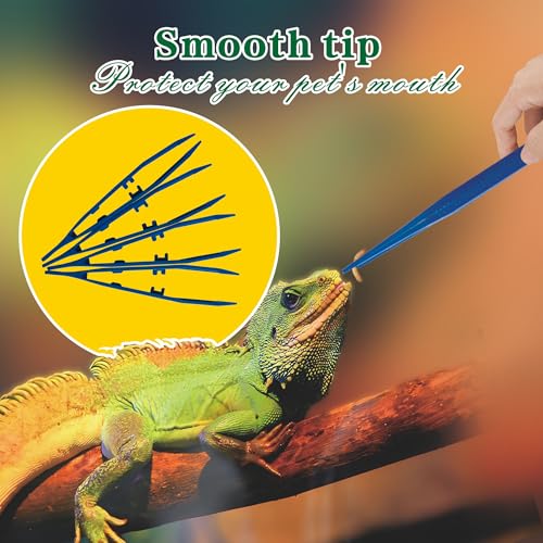 5-Pack Reptile Feeding Tongs Set - Hygienic Anti-Slip Blue Tweezers for Bearded Dragons, Lizards, Snakes, Aquariums & Small Animals(Five colors to choose from) - color: Blue