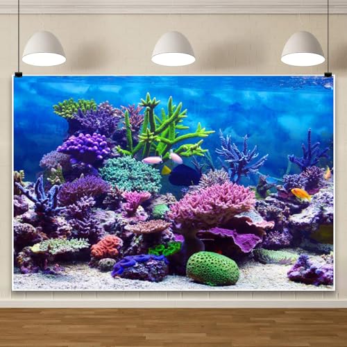 Under The Sea Backdrop Ocean Under Water Banner 5x3ft (150x90cm) Blue Vinyl Baby Shower Birthday Party Decor - color: Purplish Blue, size: 5x3ft (150x90cm)