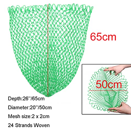 Fishing Net Replacement Netting Fishing Landing Net Replacement Net for Freshwater Saltwater Fishing Green 6 Sizes - color: Diameter 20inch/50cm