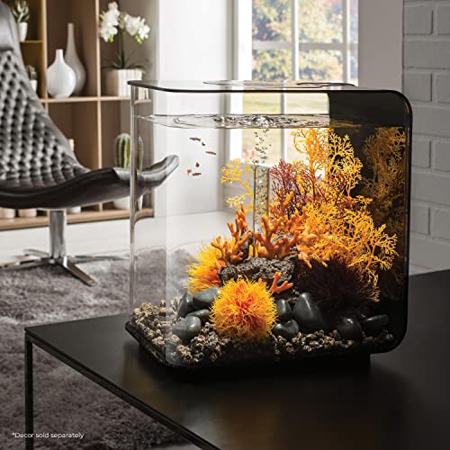 biOrb Flow 30 Acrylic 8-Gallon Aquarium with White LED Lights Modern Tank for Tabletop Display, Black - color: Black with LED Lighting, size: 8 Gallon