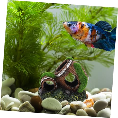Happyyami Fish Tank Resin Decoration Aquarium Ornaments for Betta Fish Hideout Small Rustic Tank Accessories for Aquatic Environments