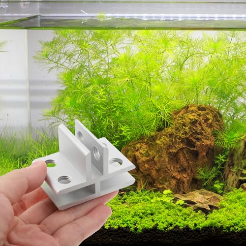 HOMSFOU Aluminum Alloy Glass Clamp Bracket for 5-8mm Shelves, Aquarium and Terrarium Screen Cover Clips, Silver T-Shaped Connector for Glass Shelf Support and Fixing