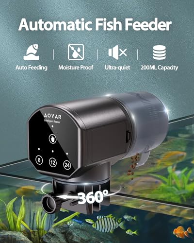 Automatic Fish Feeder Dispenser for Aquarium: 200ml Large Capacity Auto Feeders for Small Tank Turtle Betta Koi - Battery Food Feeding Timer for Flakes Pellet Vacation Weekend Day - size: CY-059A