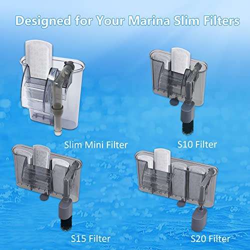 6/12 Pack Fish Tank Filter Cartridges for Marina Slim Filters S10/S15/S20 - Quadruple Filtration - Replacement Filter Cartridges for Marina Slim Filters - size: 6 Pack
