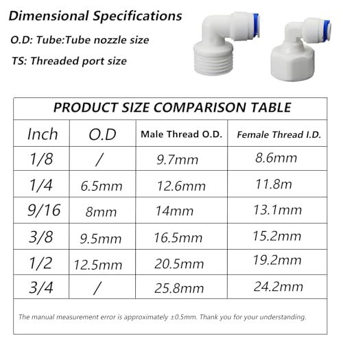 3/8"M to 1/4" Tube Elbow Push-Fit Adapter, 5 Pcs | Quick-connect adapter for RO reverse osmosis water filter systems, beverage dispensers & water purifiers. - size: 3/8"MPT to 1/4" QC Elbow Adapter
