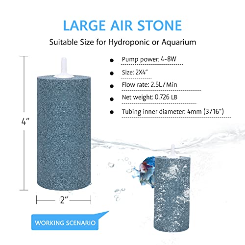 VIVOSUN Air Stone 2PCS 4 x 2 Inch Large Air Stone for Aquarium, Fish Tank and Hydroponics Air Pump - size: 2PCS 4 x 2 Inch