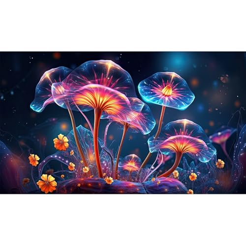 Flower Aquarium Background Modern Style Bluebell Blooming Flower Floral Design Terrarium Background Mysterious Elegant Glowing Fantasy Flower Fish Tank Backdrop Poster Decorations Vinyl 24x12in - color: Orange Red, size: 24(W)x12(H)in