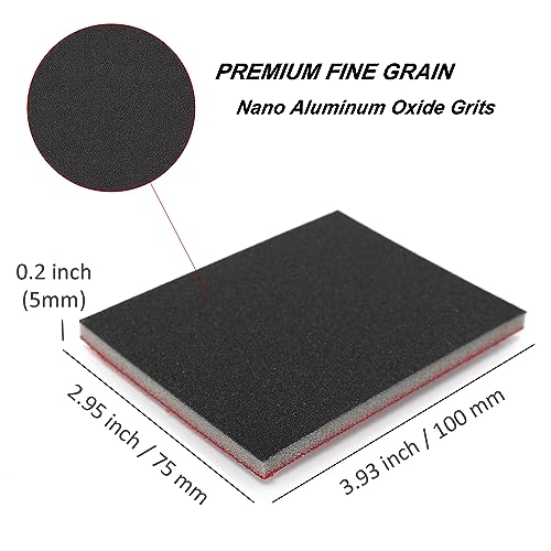 16pcs Sanding Sponge Pads (320-3000) 8 Assorted Grit 3.9 x 3.0 x 0.2 Wet Dry Ultra Fine Hand Sanding Sponges, Flexible Soft Foam Sand Block for Drywall, Model Hobby, Corner Contour, Metal Wood