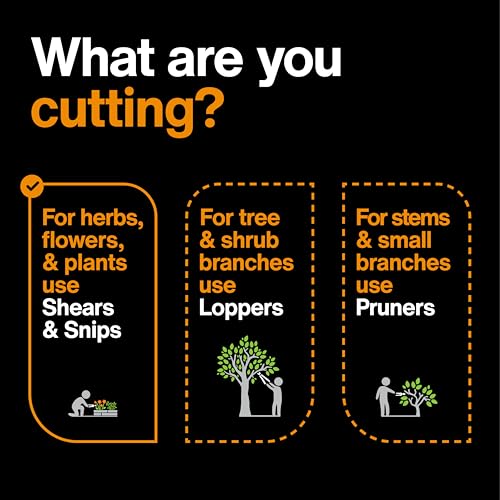 Fiskars Curved Micro-Tip Pruning Snips - 6" Garden Shears with Sheath and SoftGrip Handle - Yard and Garden Tools - Orange/Black - style: Pruning Snips (Curved)