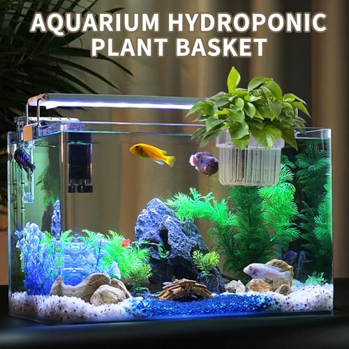 2PCS Aquarium Plant Holder with Hooks Top Clear Acrylic Fish Tank Plant Holder Cup Pots for Fish Tank Aquaponic Plant and Aquascape Decorations - color: White