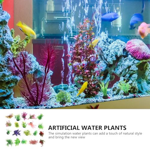 DOITOOL 40 Pcs Mini Aquarium Plants Bulk Fake Fish Tank Decorations Small Fish Tank Plants 2 to 3 Inch Approximate Height Plastic Artificial Aquatic Grass for Betta Turtle