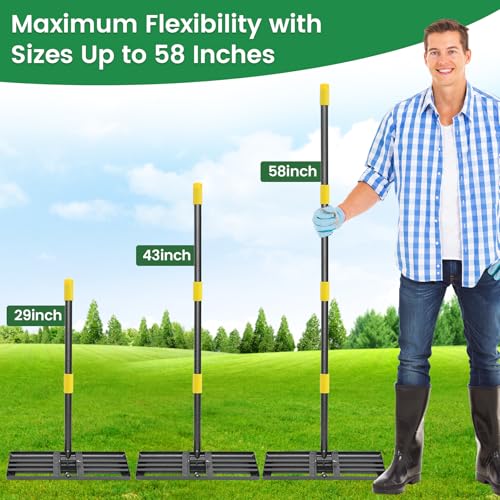 Lawn Leveling Rake - Heavy Duty 30" x 10" Lawn Leveler,Anti-Flip Edge, Adjustable 5FT Handle, Folding Plate for Yard, Soil, Sand, Topsoil Spreader - Garden Ground Top Dressing,Landscaping Tool - style: 5FT
