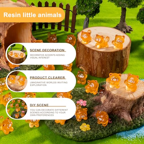 60 pcs Mini Resin Raccoon Many Styles Variety Tiny Luminous Animals Figures Miniature Little Small Animal Figurines Bulk for Micro Fairy Garden Landscape Accessories Hide Crafts Decor Aquarium - color: Raccon-60p