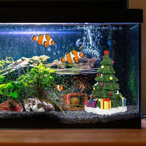Ipetboom Reptile Decor Christmas Tree Aquarium Decorations Miniature Resin Landscape Ornaments for Holiday Fish Tank Supplies Table Decor Aquarium Christmas Tree