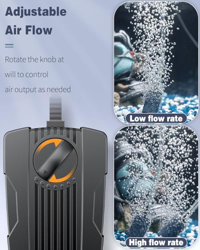 Pawfly Aquarium Air Pump Oxygen Pump for 10-200 Gallon Fish Tanks Buckets Dual Outlet Adjustable Ultra Quiet Aerator Pump with Accessories - size: 60-120 gal (With Kit)