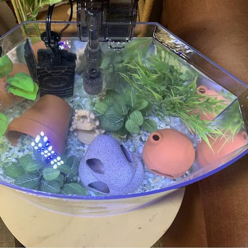 RUIAN Aquarium Decor Ceramic Mushroom House Ornament Fish Tank Landscape Decoration Pottery Hide Cave Habitat Hut Small Shrimp for Goldfishes to Rest Breed Hiding,Gray