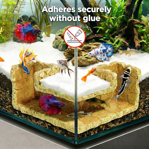 Aquarium Cave - Natural Resin Rock-Like Fish Tank Decorations & Accessories, 5.1” x 2” x 2.7” Safe Betta Hide & Tunnel for Guppy, Neon Tetra, Corydoras Catfish - Tank Decor - color: Rock Yellow