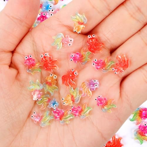 100 Pieces Tiny Goldfish Decor for Dollhouse Miniatures Resin Animals for Crafts Tiny Things for Fairy Garden Micro Landscaping Decoration