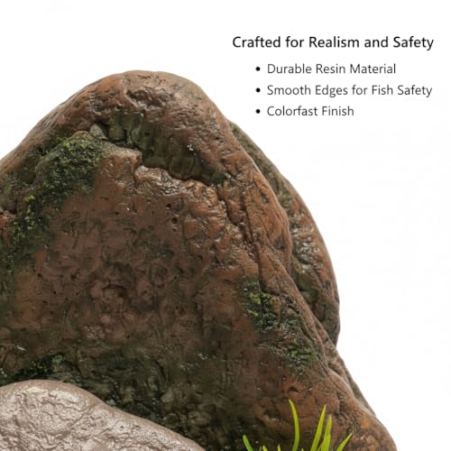 Mipukbay Small Aquarium Decor Rock, Resin Fish Tank Artificial Stone Ornament for Freshwater/Saltwater, Safe Landscape Hideout for Betta Fish, Goldfish and Aquatic Pets - size: Small