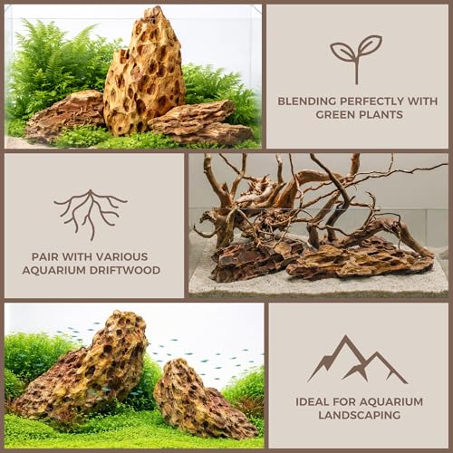 10.0-12.0 Inches Natural Dragon Stone, 3 PCS Extra Large Aquarium Rocks for Aquascaping, Terrariums, Reptile Tanks & Aquarium Décor - size: 10.0-12.0 in