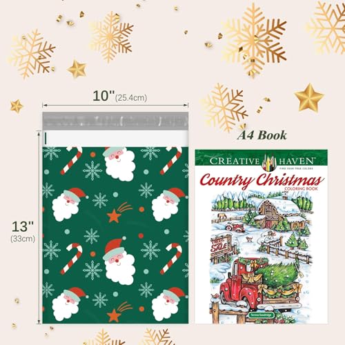 Fuxury Poly Mailers 10x13 Inch 50Pcs,Shipping Bags Christmas for Clothing,Strong Adhesive Shipping Envelopes for Small Business, Self Seal Poly Bag Mailing Envelopes Green Santa Gift Decor - color: Green Christmas Santa, size: 10x13'' 50pcs