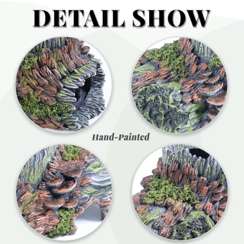 Aquarium Decorations Hollow Tree Trunk Fish Tank Accessories Stump Shelter for Betta Hideout Caves Driftwood for Aquarium Simulation Tree Decor with Holes - color: Green