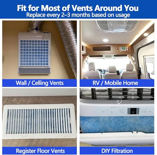 Air Vent Filters,20"x140"Cut to Fit Air Filter Material (120+Filters),MERV 8 Electrostatic Vent Filter for Home Floor Registers,RVand Wall HVAC Furnace,With 48PCs Adhesive Hook Tape - style: 20" x 140"(Blue)