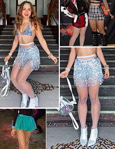 Avidlove Fishnet Stockings for Women Footless High Waist Fishnets Tight | Thigh High Stockings, Open Toe, High Stretch, Comfortable, Gothic Costume, Rave Outfits, for Cosplay, Halloween - color: White-gp