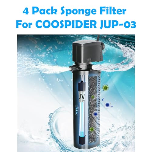 TARARIUM CTUV-H8F JUP-03 Aquarium Filter Replacement Filters Sponge 4 Pack COOSPIDER JUP03 CTUV-H8F