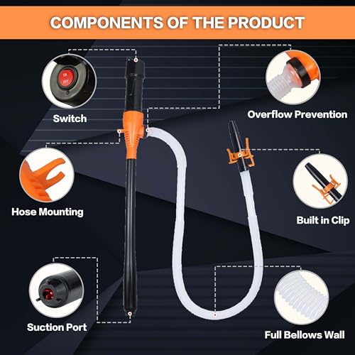 SOLALI Portable Battery Powered Gas/Liquid Transfer Pump, Battery Operated Fuel/Water Transfer Pump Up to 2.2 Gallons per Min, Electric Siphon Pump for Gas Fuel Water - style: Locking clip pump