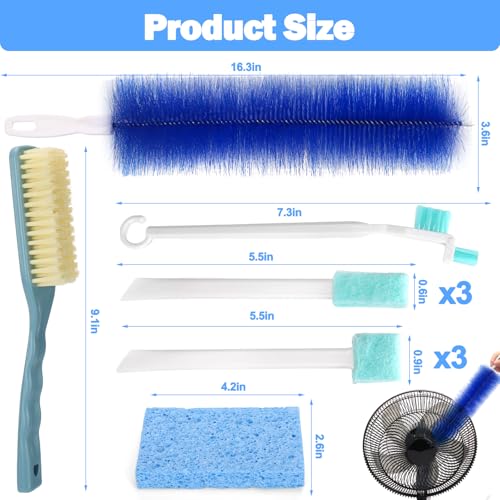 XANGNIER Fan Cleaning Brush Tools Set,10 Pcs Fan Cleaner for Stand up Fan/Desk/Window Exhaust/Box/Oscillating/Standing/Floor/Clip on/Wall/Table/Wall Mount/Pedesta Fan,Bendable Cobweb Duster Remover - color: Multicolor1