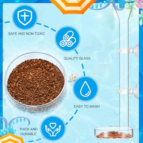CHENGU 3 Pieces Shrimp Feeding Tube and Dish Set, 10 Inch Glass Shrimp Feeder Tube and 2 Aquarium Dish Bowl Fish Tank Feeding Supplies for Fish Tank Aquarium - size: 10" + 2 Tray