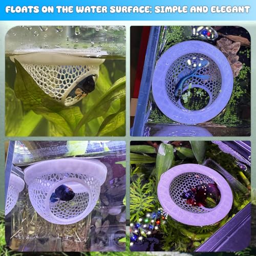 Pink Floating Betta Hide & Shrimp Cave – 3D Printed Aquarium Hammock, Feeding Ring & Resting Spot for Betta Fish, Shrimp & Small Fish (Eco-Safe PLA) - color: Pink
