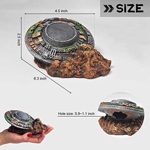 Aquarium Decorations-UFO Fish Tank Accessories for Betta Hide Flying Saucer Creative Small Fish Tank Decor Reptile Box Landscaping Ornament - color: Ufo-s