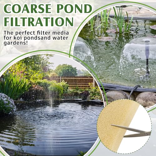 LemonRoad 12" x 79" x 2" Pond Filter Pad Roll, 20 Ppi Coarse Filter Media for Koi Ponds and Water Gardens, Cut to Fit Reusable Pond Filtration Foam for, Waterfalls, Skimmers - size: 12" X 79" X 2"