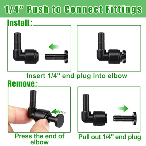 20 Pack 1/4" Push to Connect Fittings Elbow Connectors,Reptile Mister System 1/4" Quick Connect Fittings,Reptile Mister Fittings for Aquarium,Vivarium,Irrigation System - size: 20 Pack 1/4" Elbow -A