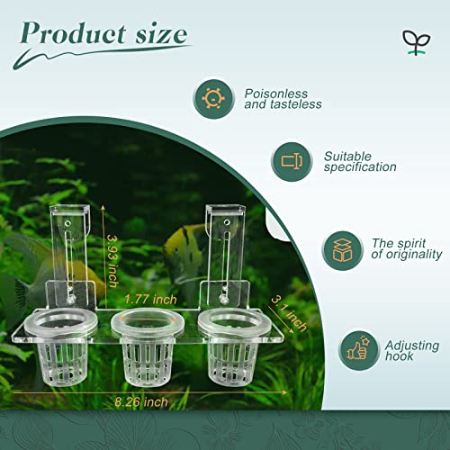 Upgrade Acrylic Aquarium Plant Holder Hanging Aquatic Plant Holder,Adjustable Hook Fish Tank Pot for Hanging Cultivation and Aquarium Decor - color: White + Hook