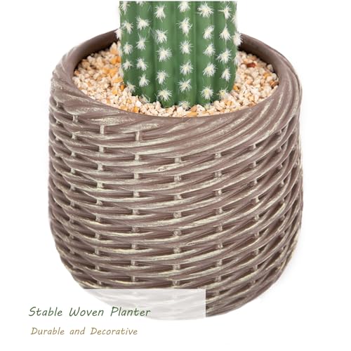 33 Inch Tall Realistic Cactus Plant Artificial with Plastic Woven Planter Decoration Indoor, Lifelike Fake Cactus Plant for Home Office Garden Store Porch Patio Decor. - size: 33 Inch-2Pcs