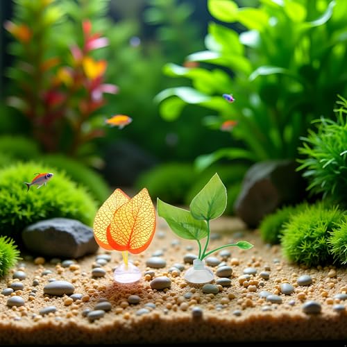2Pcs Fishtank Decorations for Betta Resting Bed Leaf Hammock Spawning Pad, Botanical Green Plastic & Resin Modern Ornaments for Betta Fish Aquarium Decor