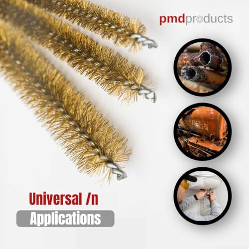 PMD Products 10-Piece Tube Cleaning Brush Kit | Brass Wire Bore Brushes & Stainless Steel Brushes 12" Long (1/4" to 3/4") for Tubes, Cylinders, and Narrow Spaces