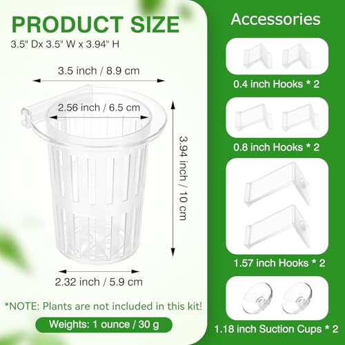 2025 New Upgraded Large Aquarium Plant Holder with 1.57-inch Extension Hooks and Suction Cups for Fish Tank Aquaponic Plant Cultivation and Aquascape Accessories Decorations (2 PCS) Transparent - color: Transparent-2 Pieces