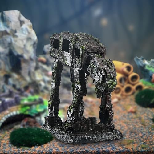 Saim Fish Tank Decorations Aquarium Accessories, Robot Dog Aquarium Decorations Cool Walking Land Tank Aquarium Ornament, Betta Goldfish Hideouts Cave Backgrounds