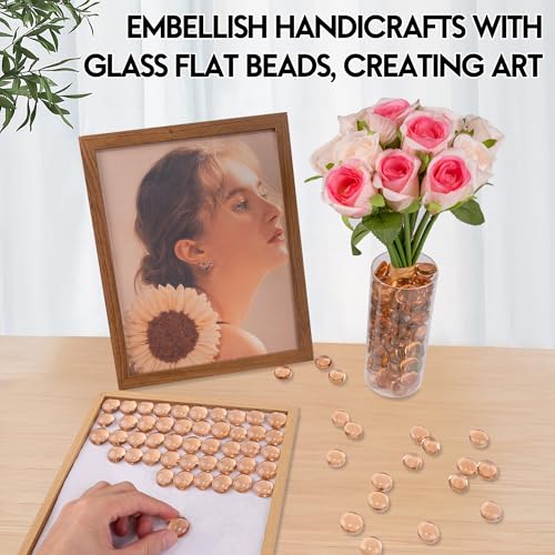 Glass Marbles, 0.97 LB Transparent and Smooth Flat Glass Beads for Vases, Mosaic Gem Pebbles for Aquarium Decor, Floral Arrangements, Mancala Stones, Vase Filler and Crafts, Pink - color: Pink