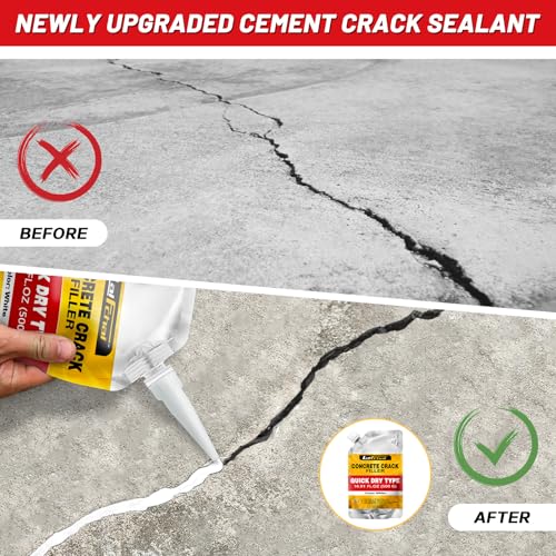 Concrete Crack Filler, Cement Crack Filler, Fast-Drying Crack Filler, Self-Leveling Caulking Sealan Effectively Repairs Cracks in Driveways, Sidewalks, Patios, and Window Sills (4 Pack - 4.4LB) - style: 4 Pack - 4.4LB