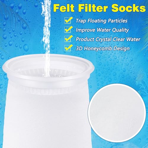 Jecery 8 Pcs 4 Inch Aquarium Filter Socks, 200 μm Ring Felt Filter Bags 4 x 8 inches Sump Socks for Saltwater Aquarium Fish Tank Freshwater - size: 4 x 8 inches