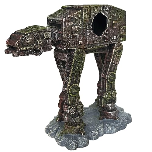 SLOCME Aquarium at-at Imperial Walker Decorations - Fish Tank Tropical Betta Fish Hideouts Cave Ornament